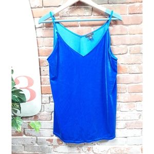 Halogen Blue Crushed Velvet Top